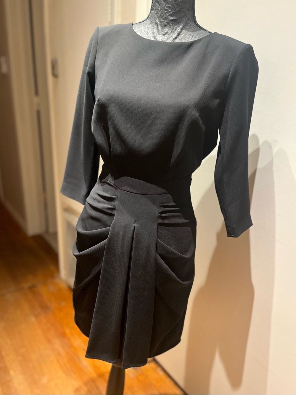 ba&sh Black Draped Waist Sheath Dress